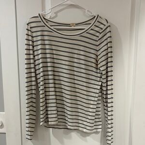 J. Crew Black and White Striped Long Sleeve Tee